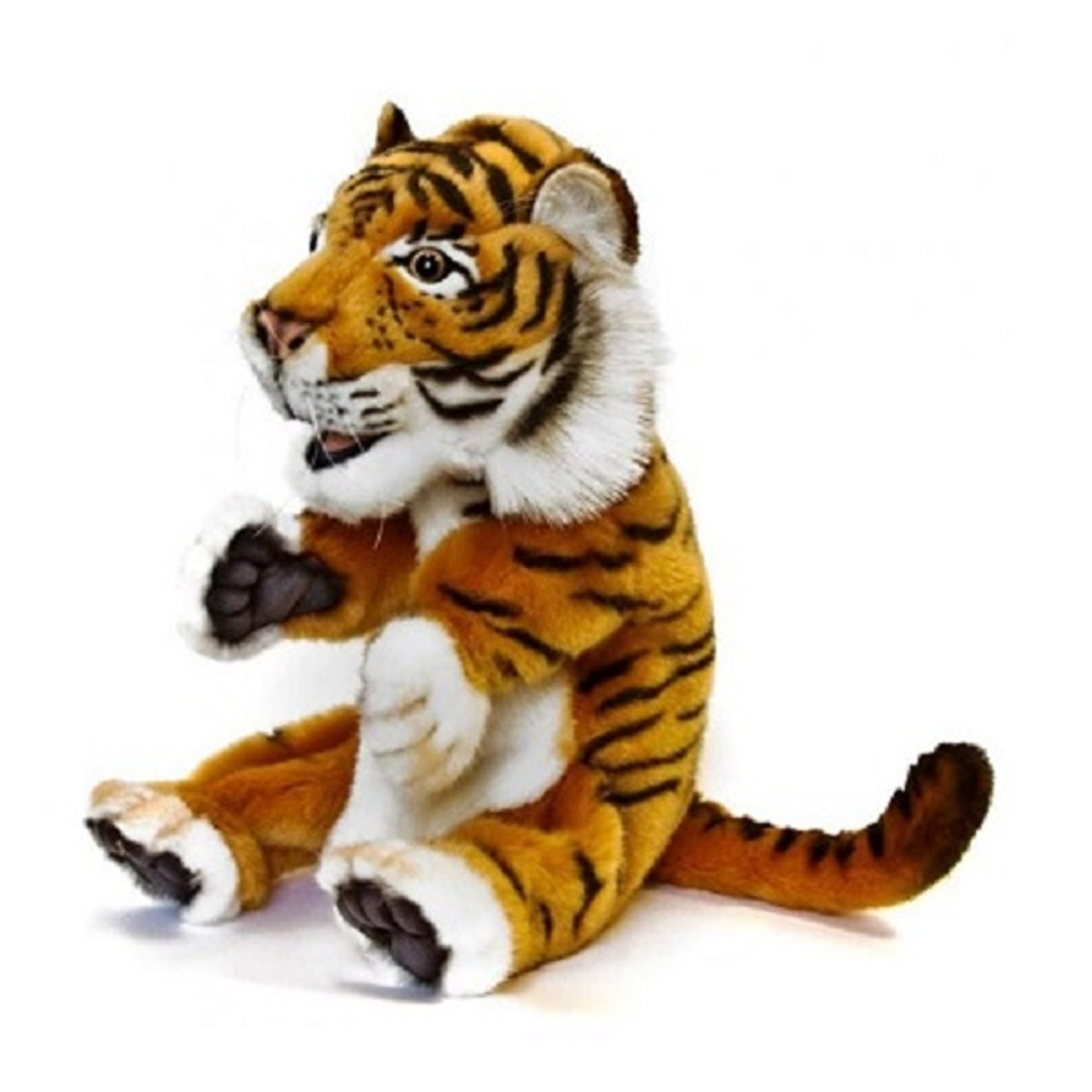 Set of 3 Handcrafted Tiger Hand Puppet Stuffed Animals 9.25